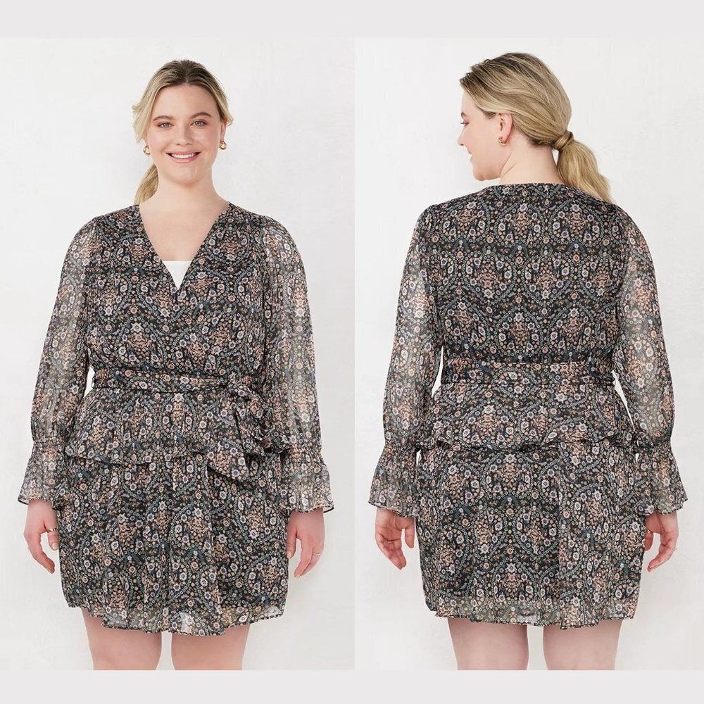 Lauren‎ Conrad Women's Plus Size Floral Peplum Mini Party Dress